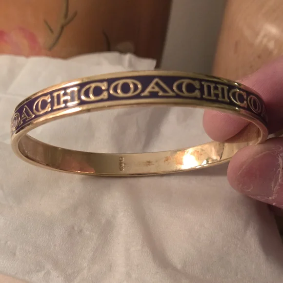 Coach Gold and Black Enamel Bangle Bracelet - Picture 1 of 2